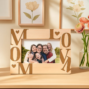 Minimal Typographic Mom Love Elegent   Etched Frames