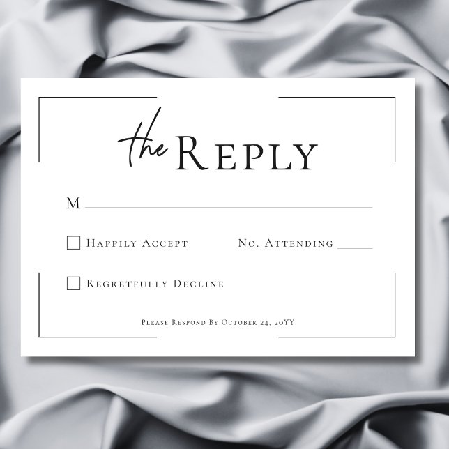 Minimal Typography Black & White Photo Wedding RSVP Card (Minimal Typography Black & White Wedding RSVP Card)