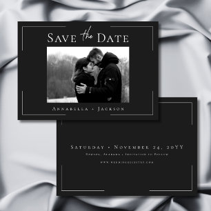 Minimal Typography Black & White Photo Wedding Save The Date