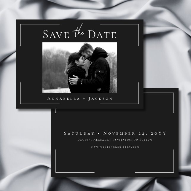 Minimal Typography Black & White Photo Wedding Save The Date (Minimal Typography Black & White Photo Wedding Save The Date)