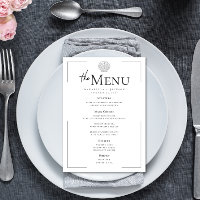 Minimal Typography Black & White Seashell Wedding