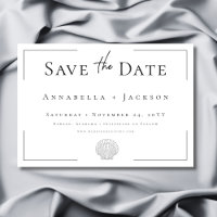 Minimal Typography Black & White Shell Wedding