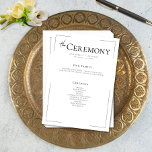 Minimal Typography Black & White Wedding Program<br><div class="desc">Sleek, sophisticated, and effortlessly elegant — this modern wedding program ceremony card is perfect for the couple who loves timeless design with a contemporary twist. Featuring crisp charcoal black text on a clean white background, the layout is framed by a thin openwork border that adds just the right touch of...</div>