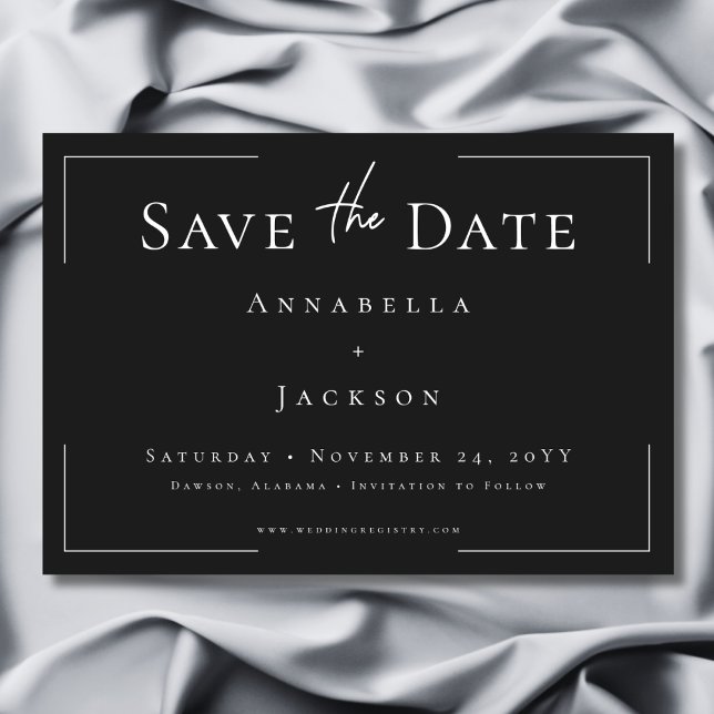 Minimal Typography Black & White Wedding Save The Date (Minimal Typography Black & White Wedding Save The Date)