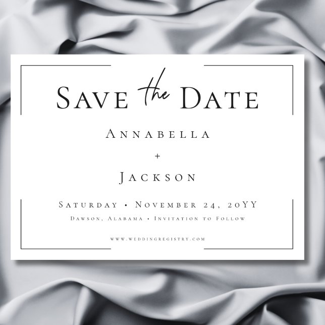 Minimal Typography Black & White Wedding Save The Date (Minimal Typography Black & White Wedding Save The Date)
