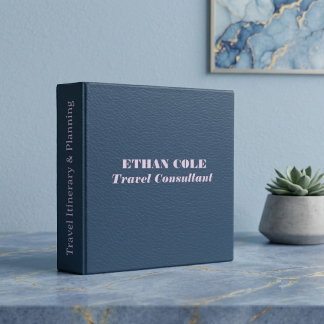 Minimal Typography Blue Leather Texture Modern Binder