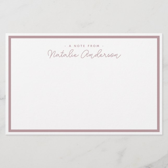 Minimal Typography Casual Script Pastel Rose Stationery (Front)