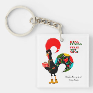 Minimal Typography Christmas Portuguese Greetings Keychain