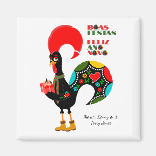 Minimal Typography Christmas Portuguese Greetings Magnet
