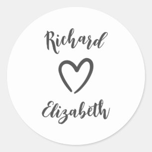 Minimal Typography Clean Modern Wedding Classic Round Sticker