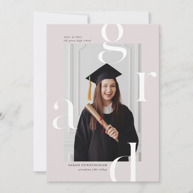 Minimal Typography Graduation Announcement Cards (Front)
