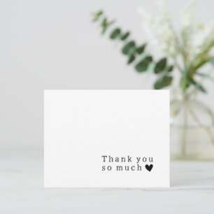 Minimal Typography Heart Wedding Thank You Card