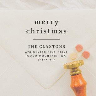 Minimal Typography Merry Christmas Return Address Self-inking Stamp
