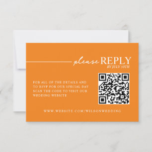 Minimal Typography Orange QR RSVP Card