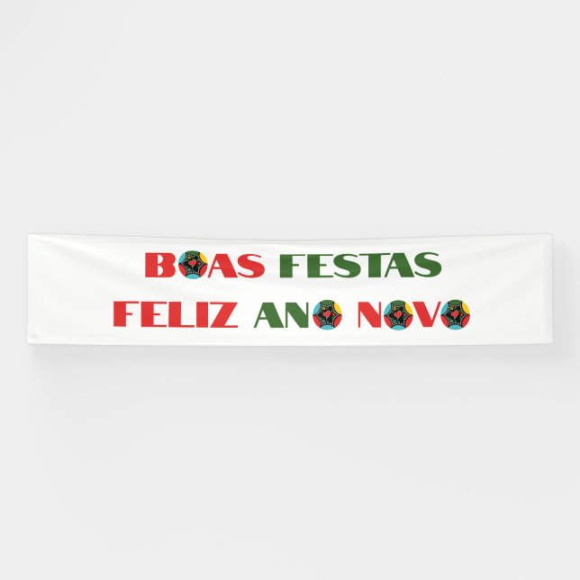 Minimal Typography Portuguese Christmas Greetings  Banner (Horizontal)