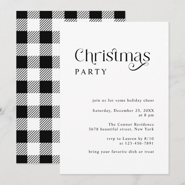Minimal Typography Retro Christmas Party Invitation (Front/Back)