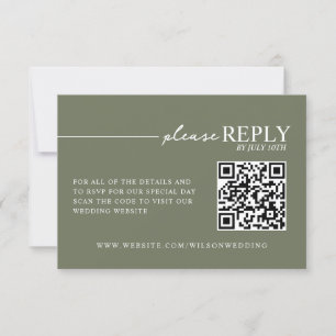 Minimal Typography Sage Green QR RSVP Card