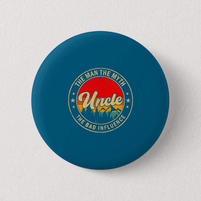 Minimal Uncle Man Myth Bad Influence 2 Inch Round Button (Front)