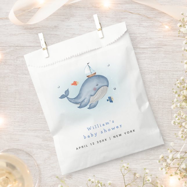 Minimal Under The See Whale Nautica Baby Shower Favour Bag (Clipped)