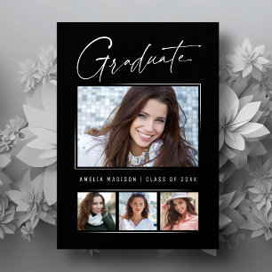 Minimal Unique Calligraphy Ink Script Grad 4 Photo Announcement