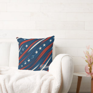 Minimal USA Flag Stripe Pattern Women's Throw Pillow