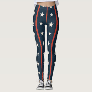 Minimal USA Star Field Pattern Women's Luxury Leggings