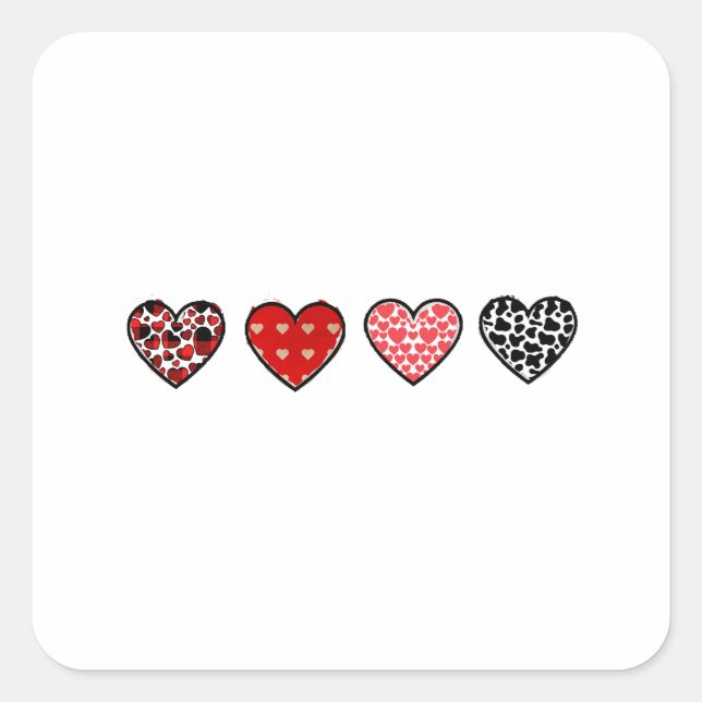 minimal valentine hearts / “cute love pattern” square sticker (Front)
