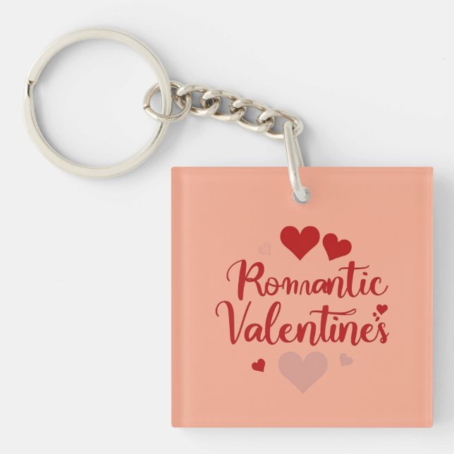 Minimal Valentine’s Day Love Typography Design | R Keychain (Front)