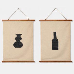 Minimal vases hanging tapestry
