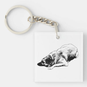 Minimal Vector Dog Shares Calm On Holiday Travels Keychain