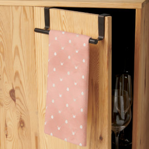 Minimal Vintage Bunny Eggs Pastel Peach Easter Kitchen Towel
