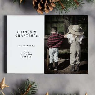 Minimal Vintage One Photo Personalized Christmas Holiday Card