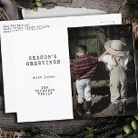 Minimal Vintage One Photo Personalized Christmas Holiday Postcard<br><div class="desc">Introducing our Minimal Vintage One Photo Personalized Christmas Holiday Postcard, a nostalgic and personalized way to send warm holiday greetings to your loved ones. These postcards combine a vintage aesthetic with a heartfelt touch. Featuring a single cherished family photo and typewriter-style text, these personalized Christmas postcards capture the essence of...</div>