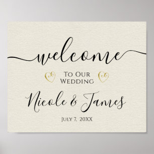 Minimal Vintage Paper Wedding Welcome Sign