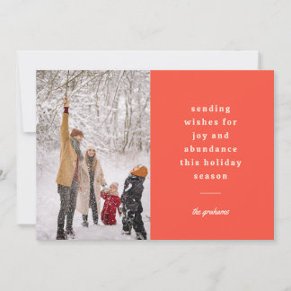 Minimal Vintage Red Typographic Sending Wishes Holiday Card