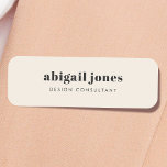 Minimal Vintage Retro Organic Natural Cream Name Tag<br><div class="desc">A simple stylish custom design with retro typography on a cream background. The text can easily be personalized to make a design as unique as you are! The perfect trendy bespoke design for personal or business use!</div>
