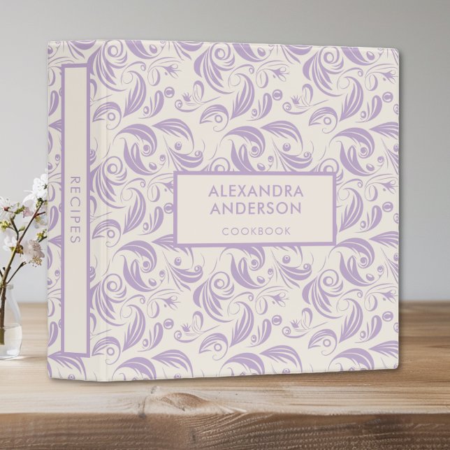 Minimal Violet Botanical Leaves Pattern Swirl  Binder (Minimal Violet Botanical Leaves Pattern 3 Ring Binder)