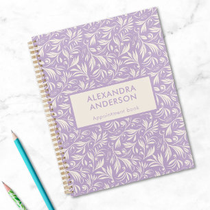 Minimal Violet Botanical Leaves Swirls Pattern  Planner