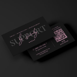 Minimal Virtual Assistant Pink Black Executive Business Card