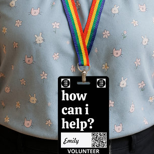 Minimal Volunteer Lanyard Badge Logo & QR code