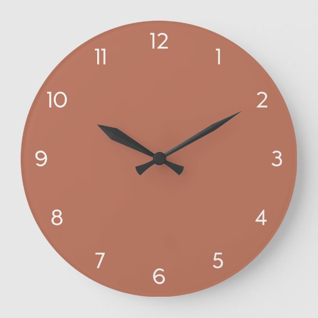 Minimal Wall Clock - Earthy Warm Terracotta (Front)