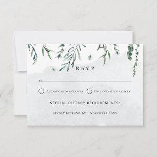 Minimal Watercolor Falling Leaves Wedding RSVP Card
