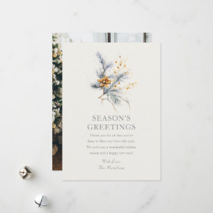 Minimal Watercolor Pine Season's Greetings Holiday Card
