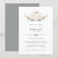 Minimal Watercolor Pumpkin Gold Leaf Friendsgiving