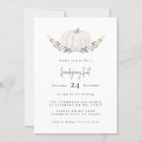 Minimal Watercolor Pumpkin Gold Leaf Friendsgiving