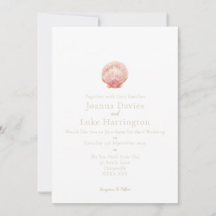 Minimal Watercolor Scallop Shell (Pink) Invitation