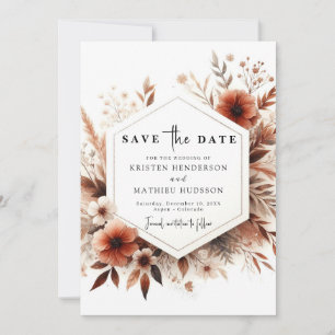 Minimal Watercolor Terracotta Wedding Save The Date