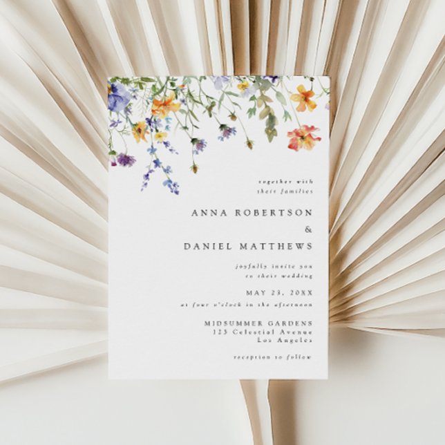 Minimal Watercolor Wildflower Wedding Invitation (Creator Uploaded)