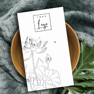 Minimal Waterlily Floral Sketch Earring Display  Business Card