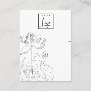 Minimal Waterlily Floral Sketch Necklace Display Business Card